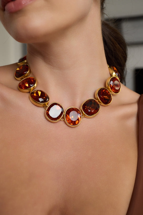 Kenneth Jay Lane Gold Faceted Topaz Necklace