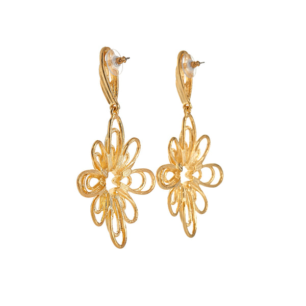 Kenneth Jay Lane Gold Flower Drop Earrings