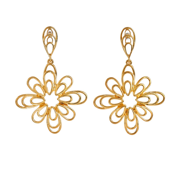 kenneth jay lane Gold Flower Drop Earrings