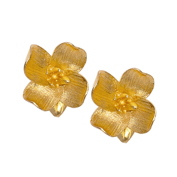 kenneth jay lane Gold Flower Pierced Earrings