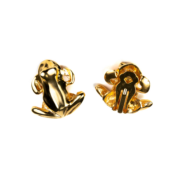 Kenneth Jay Lane Gold Frog Clip Earrings