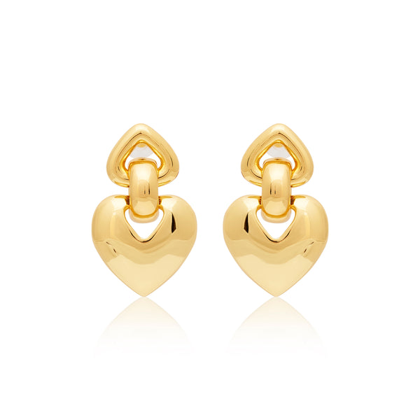 kenneth jay lane Gold Heart Drop Post Earrings