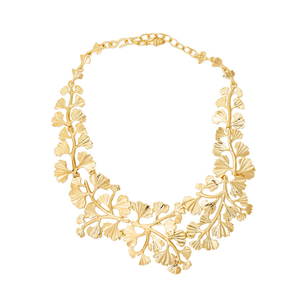 kenneth jay lane Gold Leaves & Vine Bib Necklace