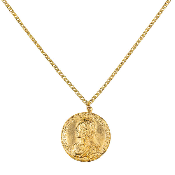 Kenneth Jay Lane Gold Medallion Pendant Necklace