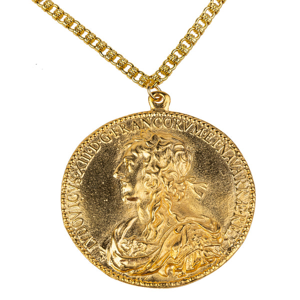 Kenneth Jay Lane Gold Medallion Pendant Necklace