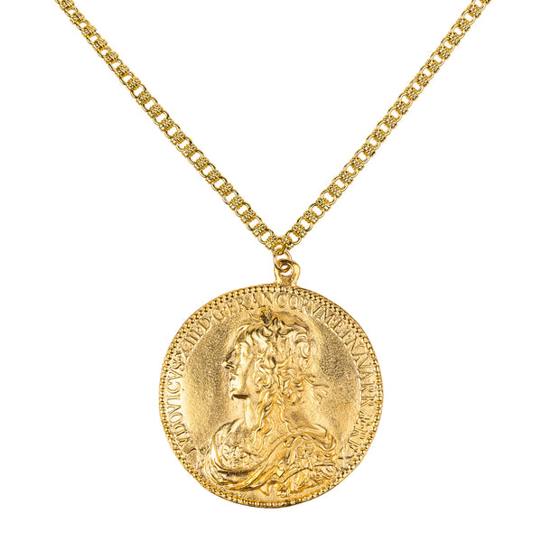 kenneth jay lane Gold Medallion Pendant Necklace