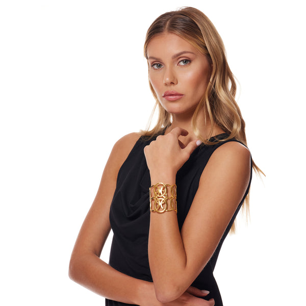 Kenneth Jay Lane Gold Open Circles Cuff Bracelet