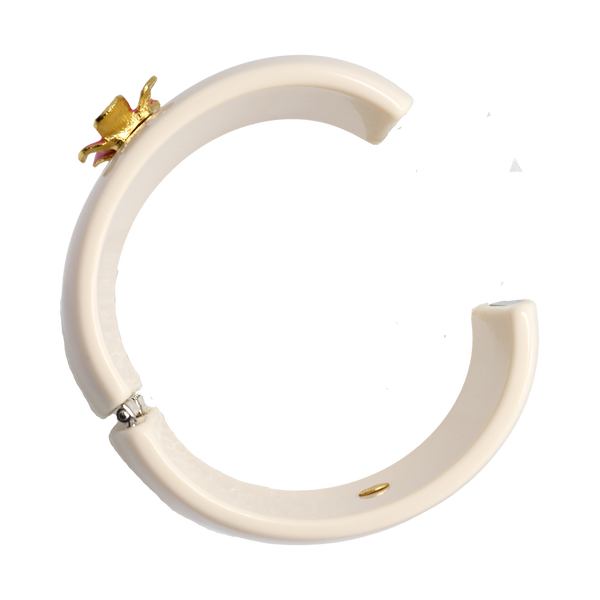 Kenneth Jay Lane Gold & Pink Enamel Flower Cuff