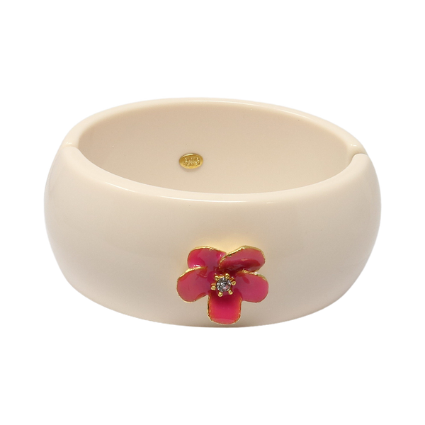 kenneth jay lane Gold & Pink Enamel Flower Cuff