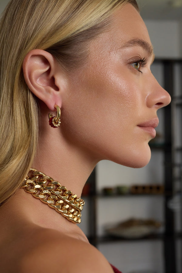 Kenneth Jay Lane Gold Post Hoop Earrings