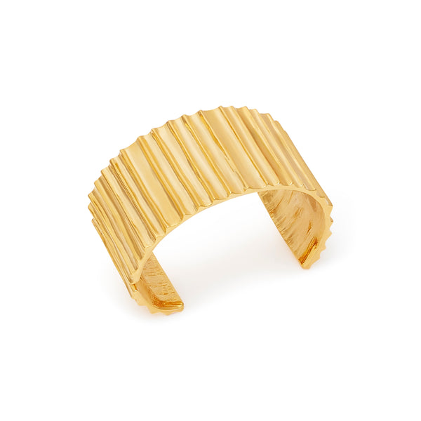 kenneth jay lane Gold Ribbed Hinged Cuff Bracelet