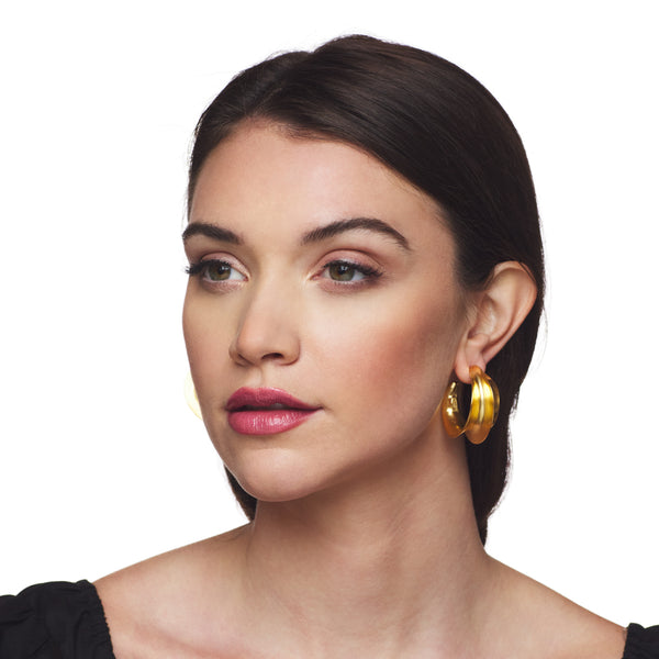 Kenneth Jay Lane Gold Sculpted Hoop Clip Earring