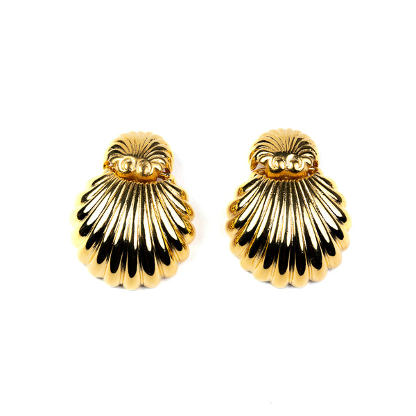 kenneth jay lane Gold Seashell Clip Earrings