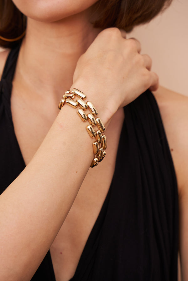 Kenneth Jay Lane Gold Square Link Bracelet