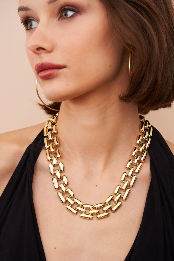 Kenneth Jay Lane Gold Square Link Necklace