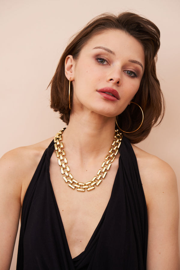 Kenneth Jay Lane Gold Square Link Necklace