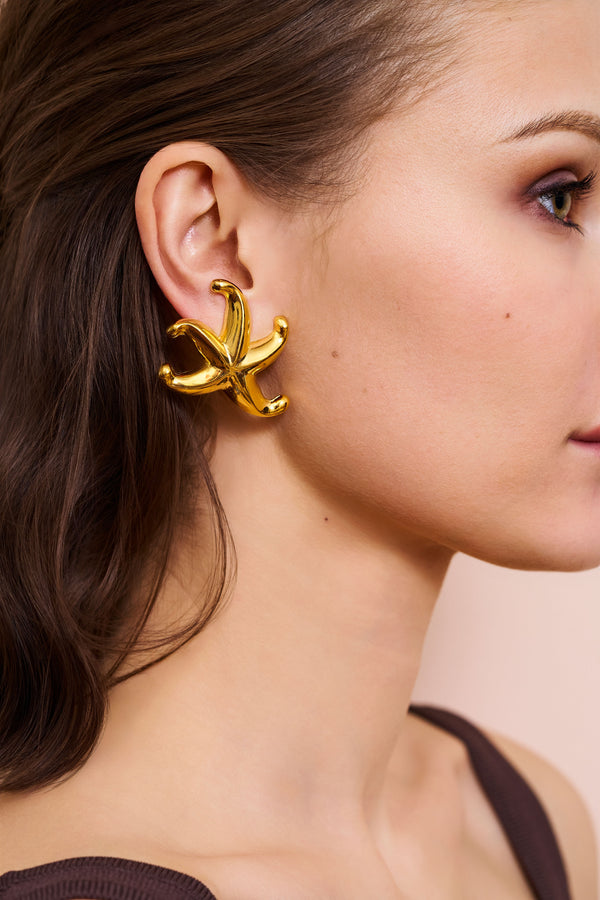 Kenneth Jay Lane Gold Starfish Clip-On Earrings
