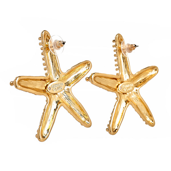 Kenneth Jay Lane Gold Starfish Pierced Earrings