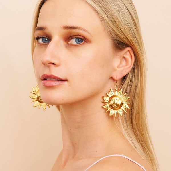 Kenneth Jay Lane Gold Sunshine Fishhook Earrings