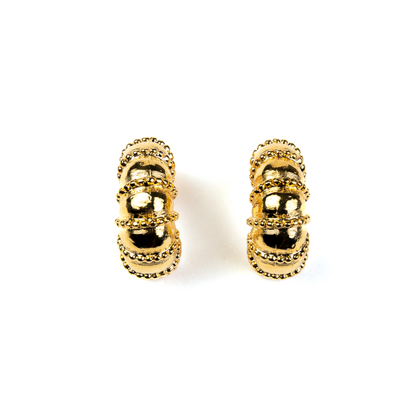 kenneth jay lane Gold Textured Hoop Clip Earrings