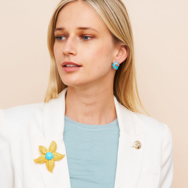 Kenneth Jay Lane Gold & Turquoise Starfish Pin