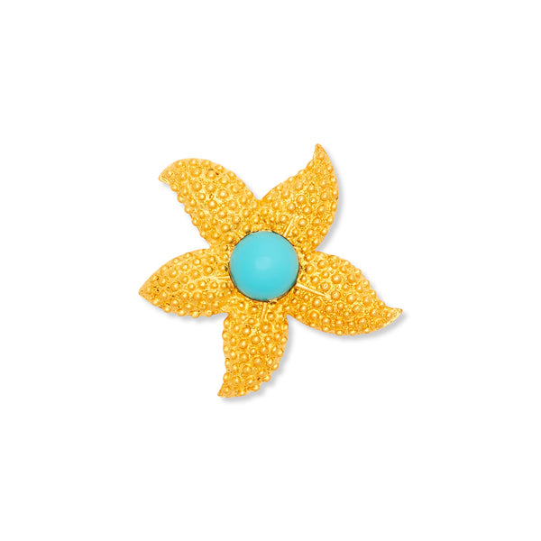 kenneth jay lane Gold & Turquoise Starfish Pin