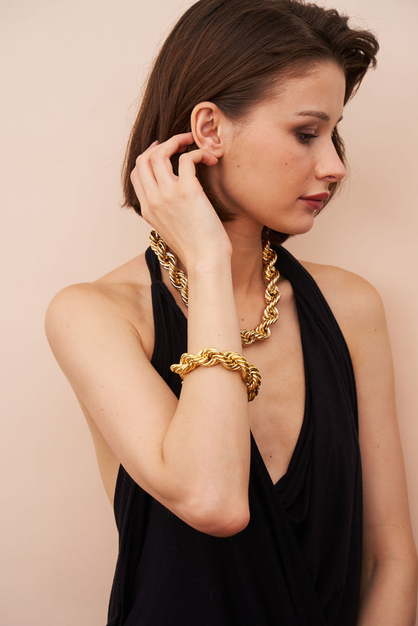 Kenneth Jay Lane Gold Twist Chain Bracelet