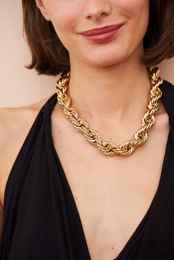 Kenneth Jay Lane Gold Twist Chain Necklace