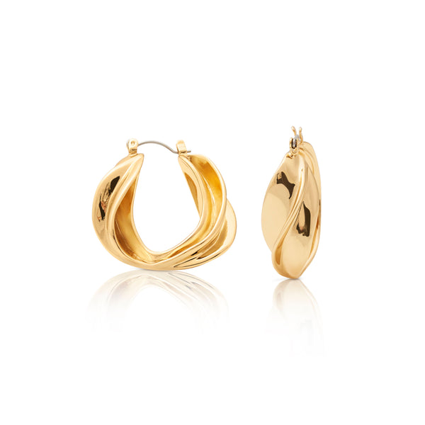 kenneth jay lane Gold Twist Pierced Hoop Earrings