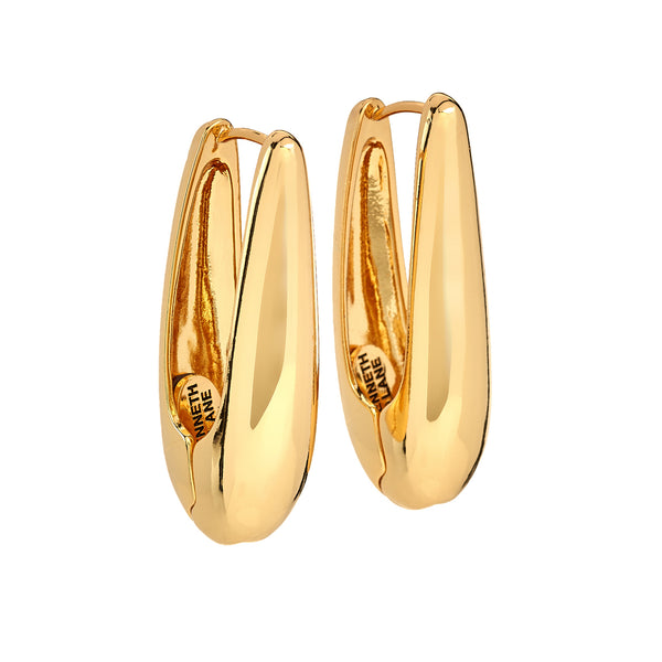 Kenneth Jay Lane Gold "U" Pierced Earrings