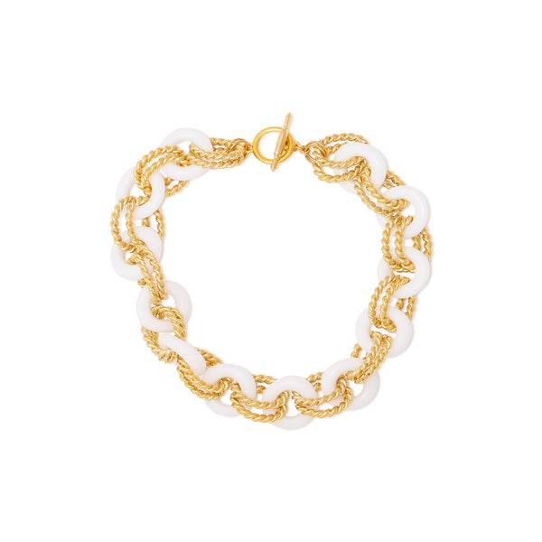 kenneth jay lane Gold & White Twist Link Necklace