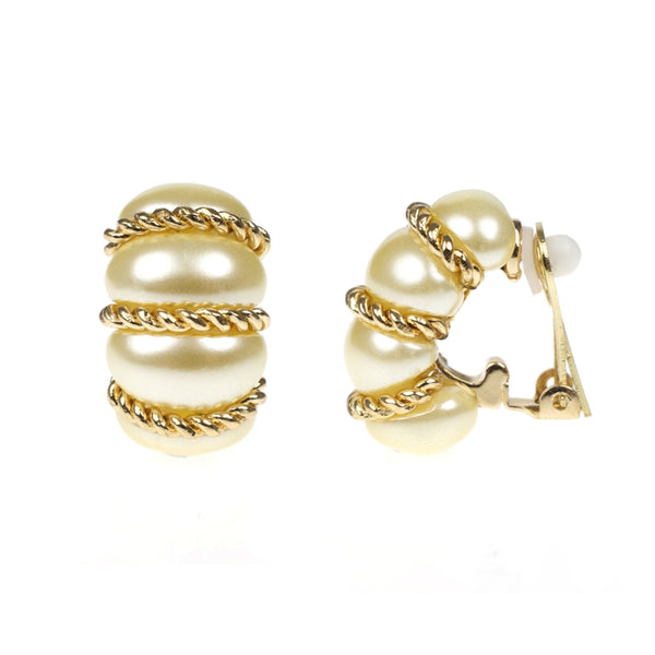 Kenneth Jay Lane Gold Wire Wrapped Pearl Earrings