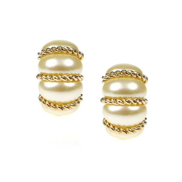kenneth jay lane Gold Wire Wrapped Pearl Earrings