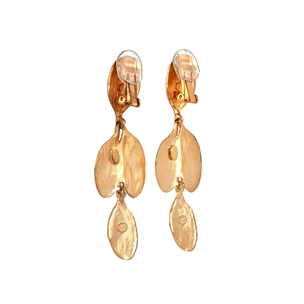 Kenneth Jay Lane Golden Leaf Drop Earrings