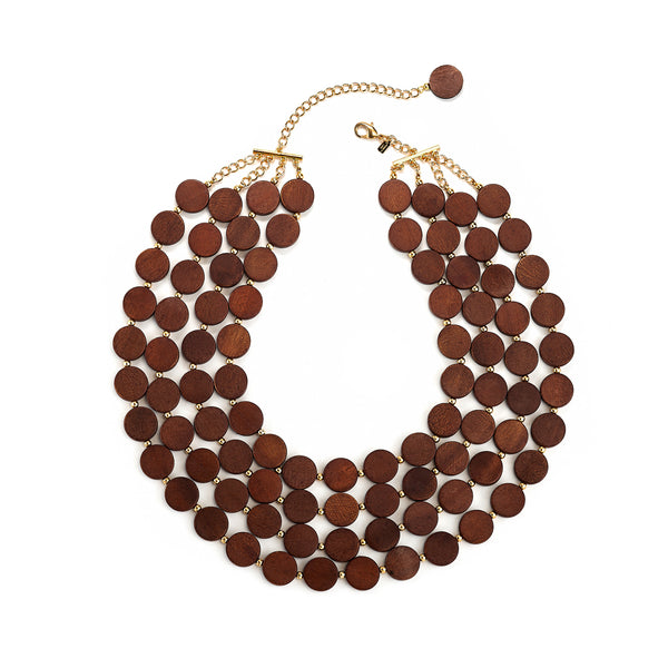 kenneth jay lane Graduated Wood Discs Necklace