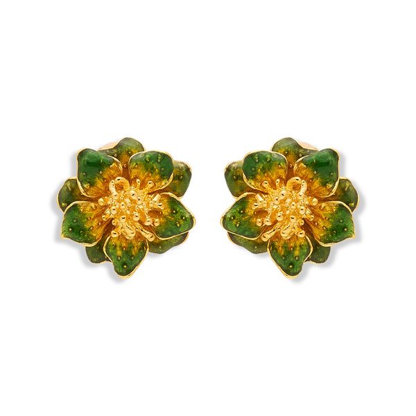 kenneth jay lane Green Enamel Flower Clip Earring
