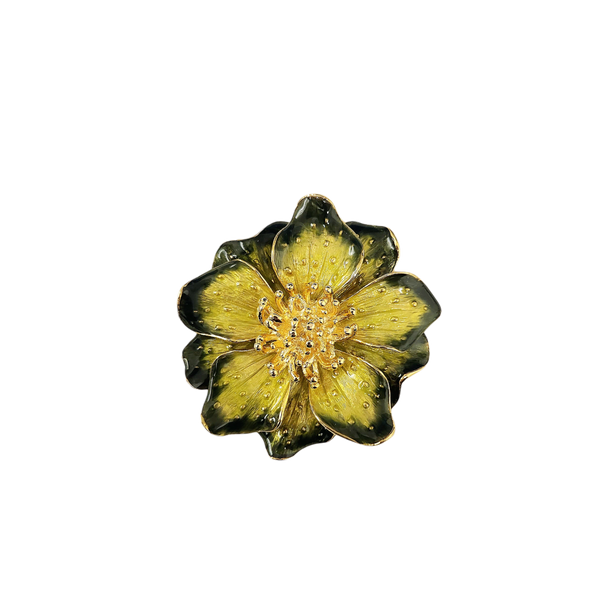 kenneth jay lane Green Enamel Flower Pin