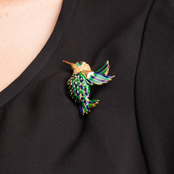 kenneth jay lane Green Hummingbird Pin