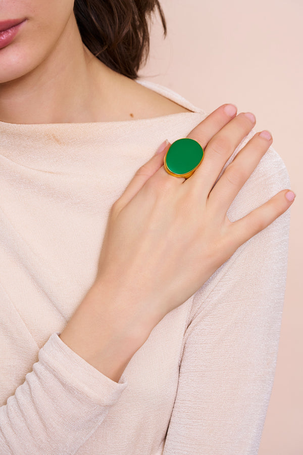 Kenneth Jay Lane Green Kidney Ring