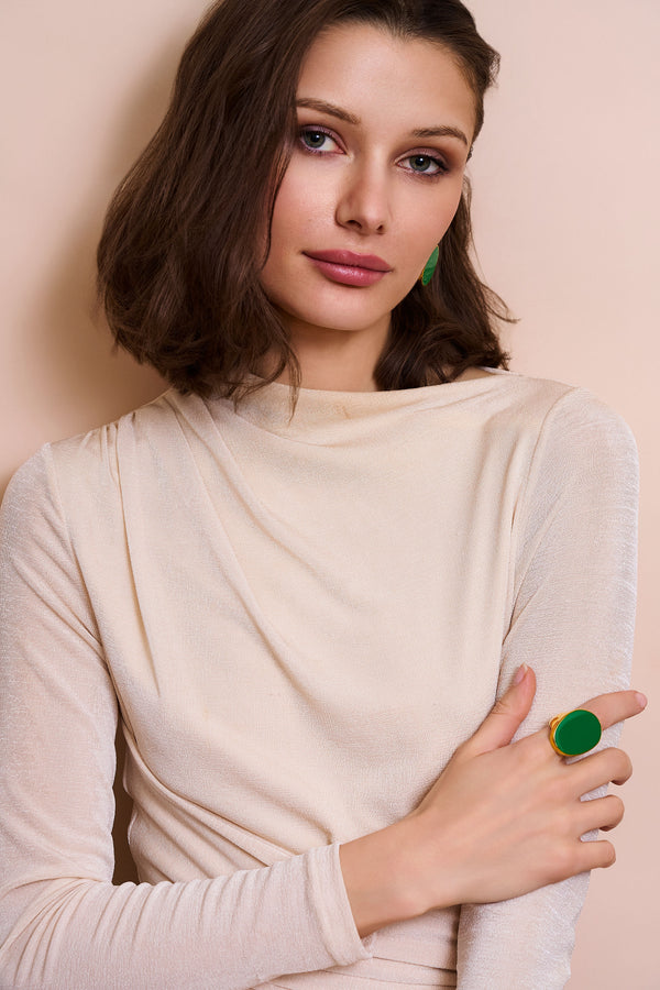 Kenneth Jay Lane Green Kidney Ring