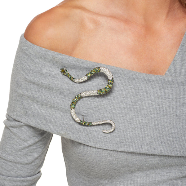 kenneth jay lane Green Snake Pin