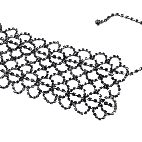 Kenneth Jay Lane Gunmetal And Jet Choker Necklace