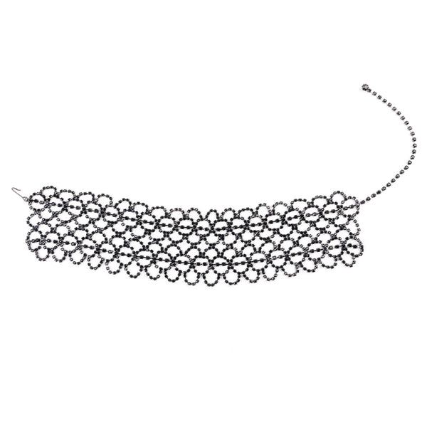 kenneth jay lane Gunmetal and Jet Choker Necklace
