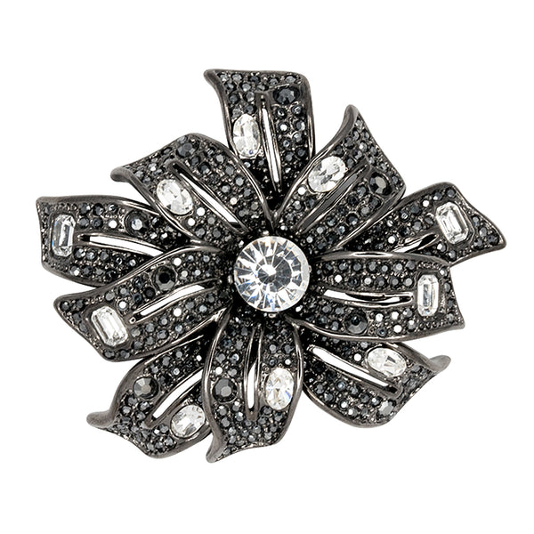 kenneth jay lane Gunmetal & Crystal Center Pin