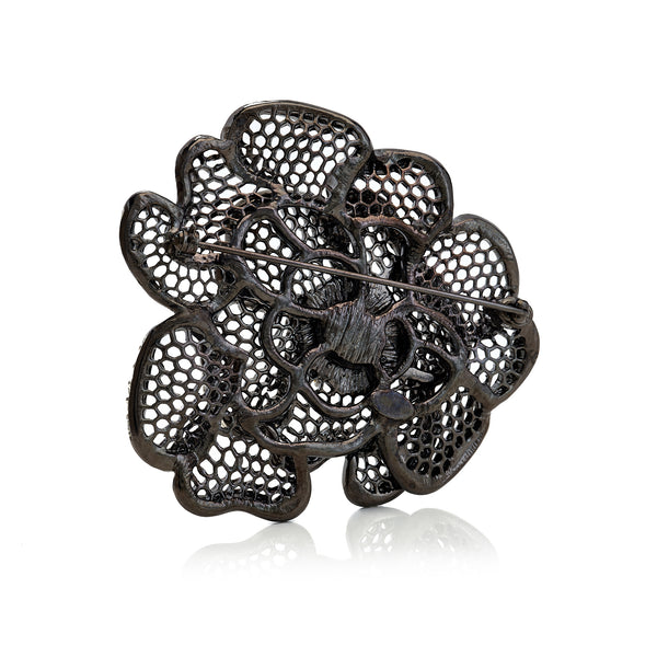 Kenneth Jay Lane Gunmetal Flower Pin