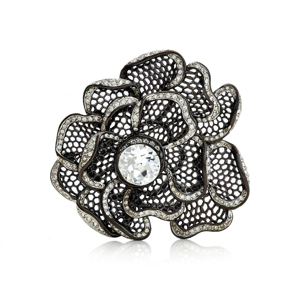 kenneth jay lane Gunmetal Flower Pin
