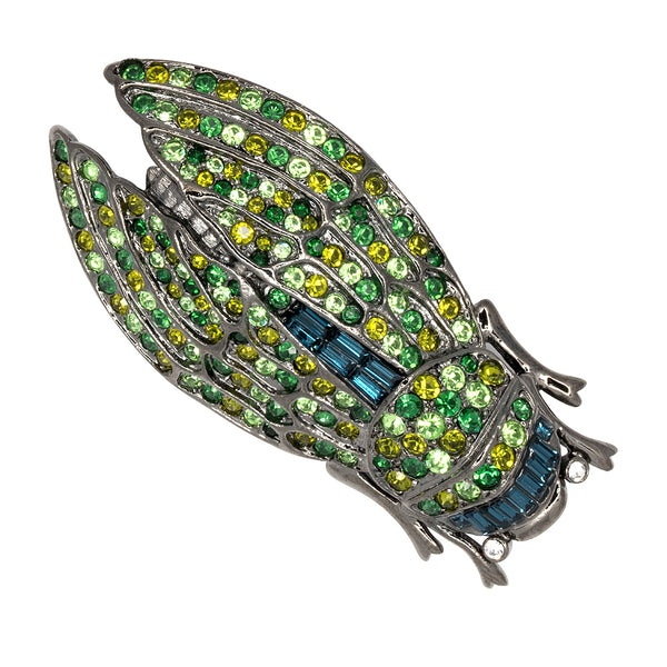kenneth jay lane Gunmetal & Green Large Cicada Pin