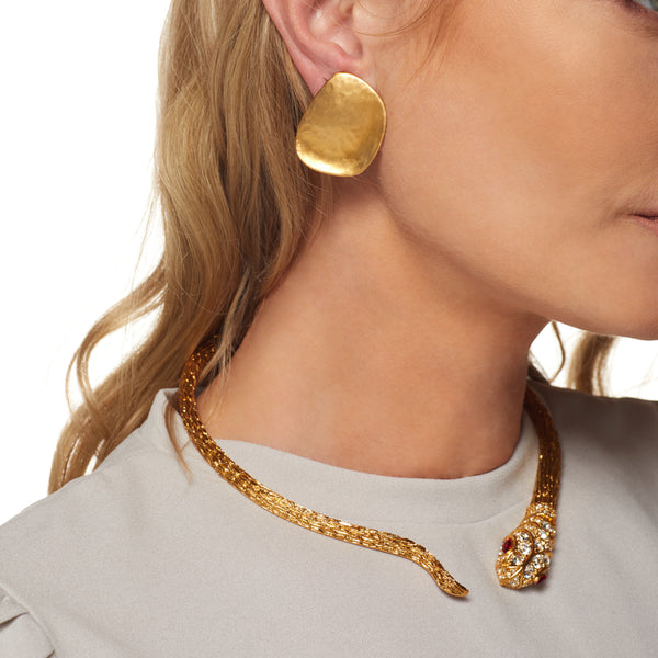 kenneth jay lane Hammered Disc Clip Earrings