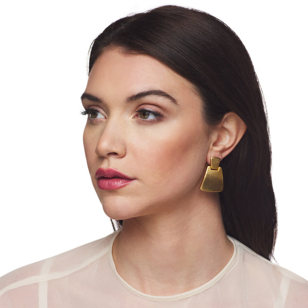 kenneth jay lane Hammered Gold Drop Clip Earring