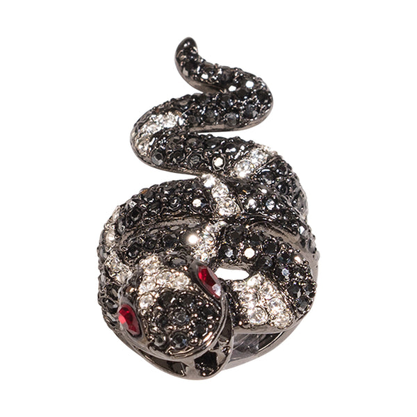 Kenneth Jay Lane Hematite And Crystal Snake Ring
